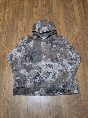 Bass Pro Shops Mens 2XL Camo Pullover Hoodie Chest Logo Outdoor Hunting Sweater